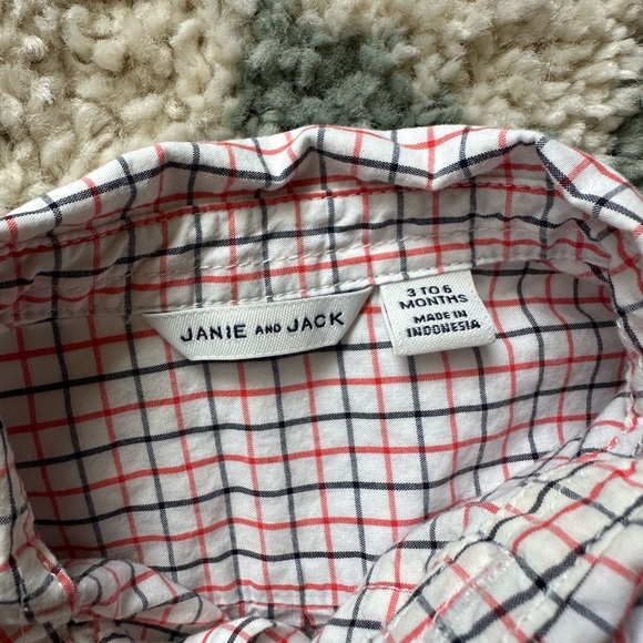 Red and black striped Janie and Jack bodysuit dress shirt baby - Picture 2 of 2